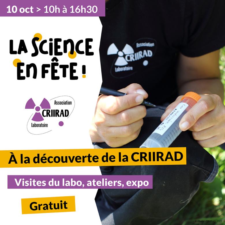 Visuel de l'événement "La science en fête !" à la CRIIRAD, le 10 octobre 2026